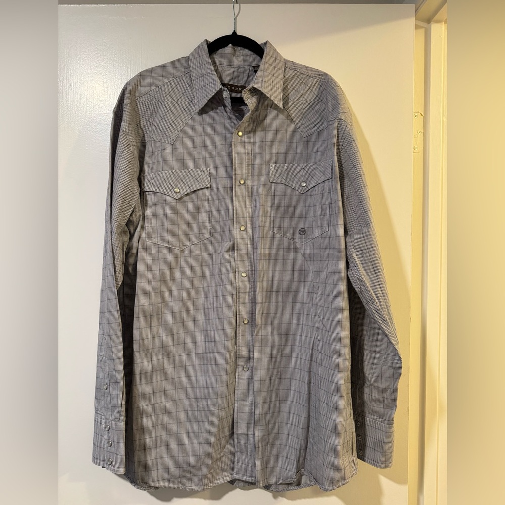 Roper Rodeo vintage gray and White Checkered Shirt